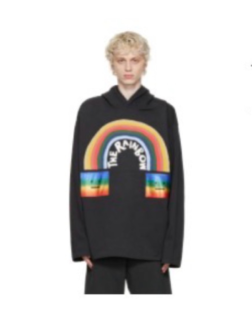 Acne Black Unisex Hoodie with Rainbow Graphic